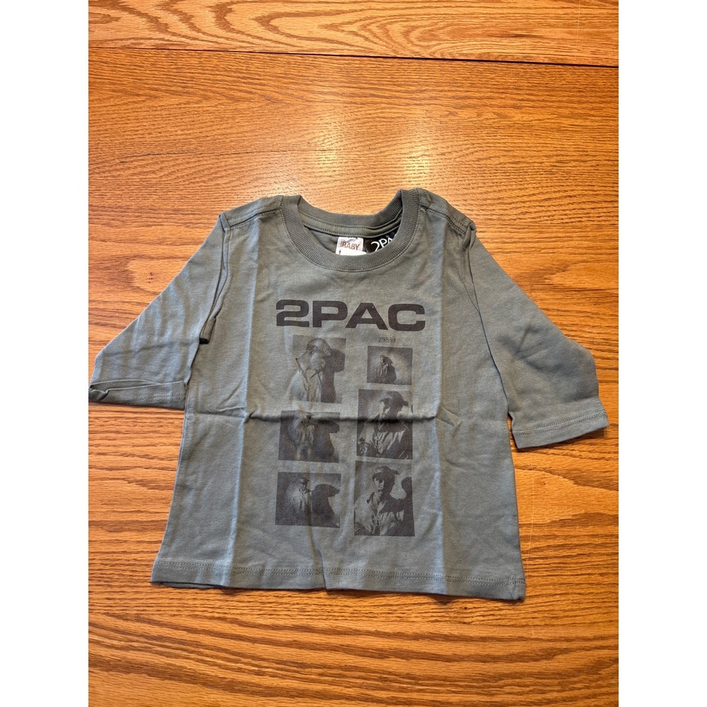 Cotton On Baby 2Pac Jamie Long Sleeve Tee Swag Green Tupac Shirt 12-18M